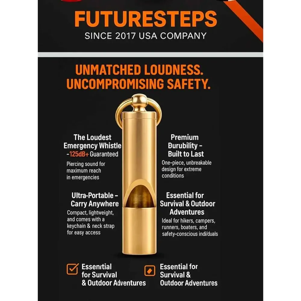 Dual Tone Brass Whistle For Camping and perfect for your Key Chain
